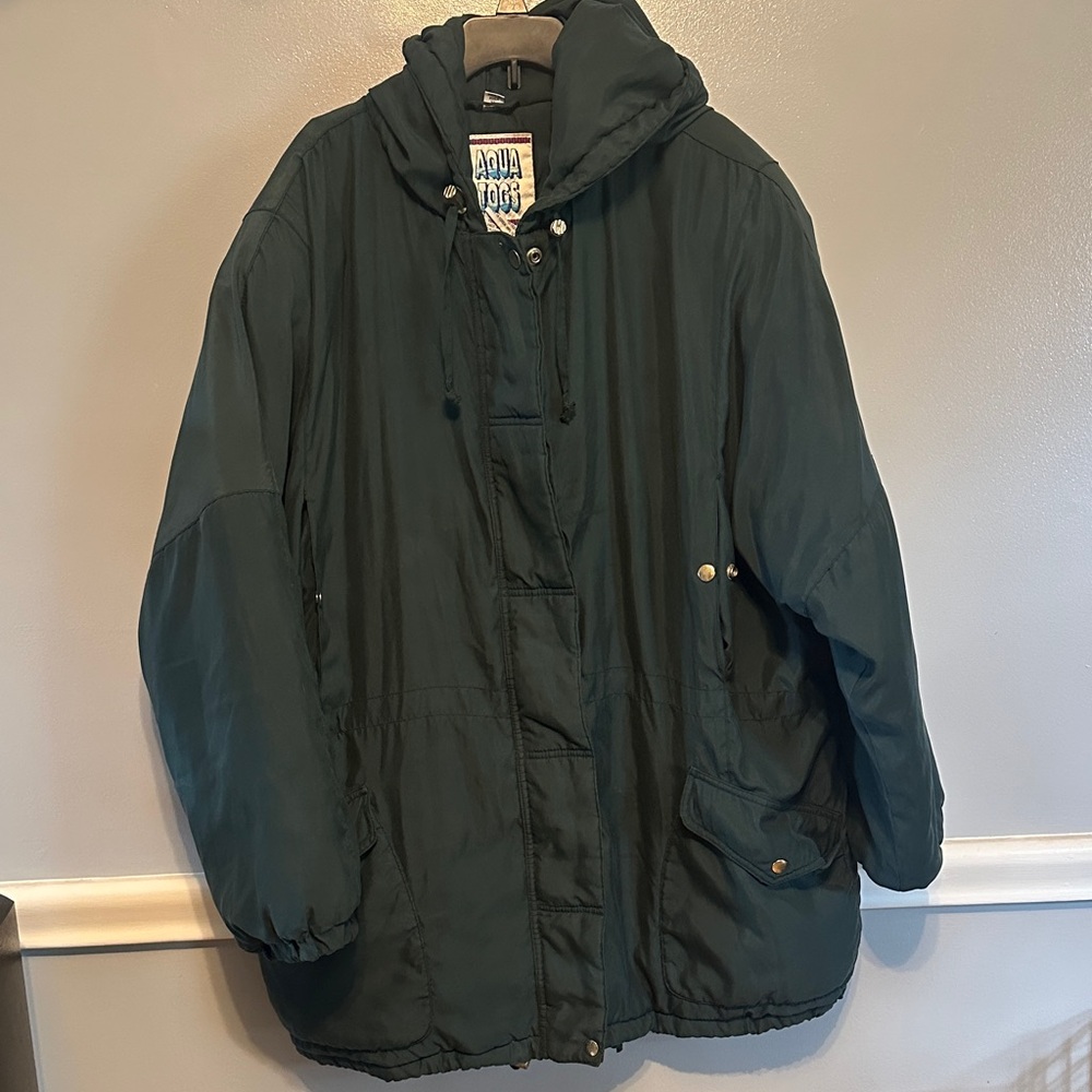 Aqua Deep Green Hooded Puffer Jacket - Picture 1 of 9